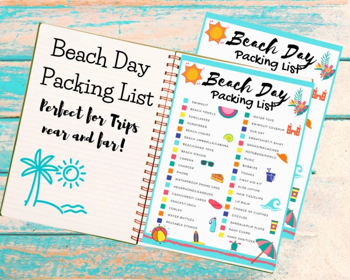 Beach holiday packing list